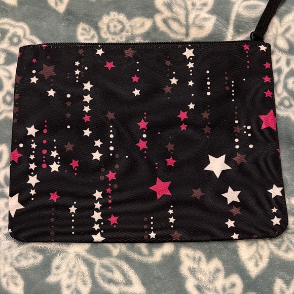Kate Spade Black Cosmetic Pouch with Pink and White Stars - Picture 3 of 5